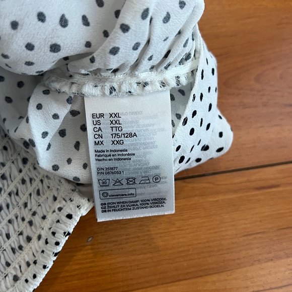 H&M Women White Polkadot Blouse Plus Size XXL New with tag - Picture 5 of 6